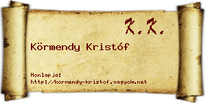 Körmendy Kristóf névjegykártya