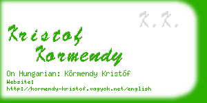 kristof kormendy business card