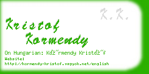 kristof kormendy business card